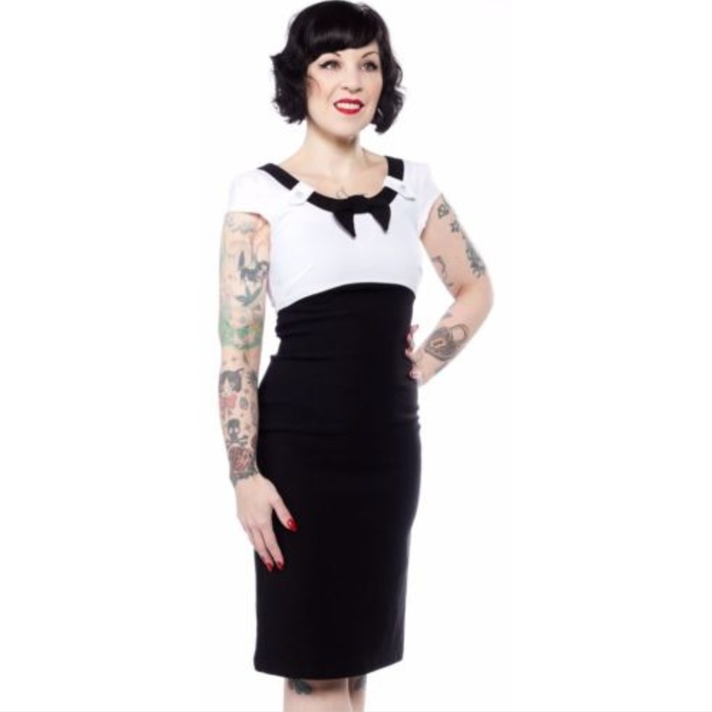 Rock Steady Pinup Katy Dress Black & White Size S
